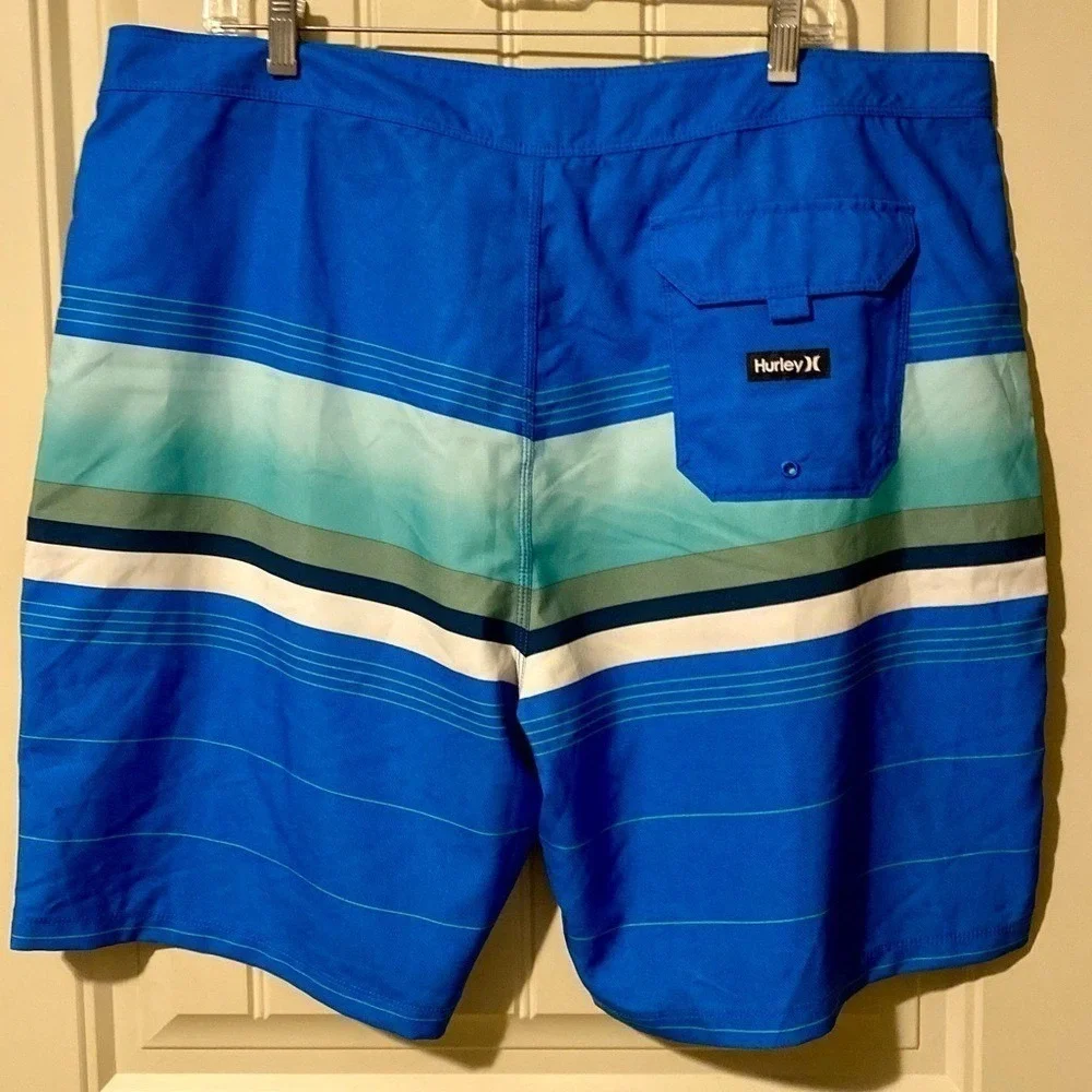 Hurley Blue/White Pleasure Point Board Swim Shorts Trunks